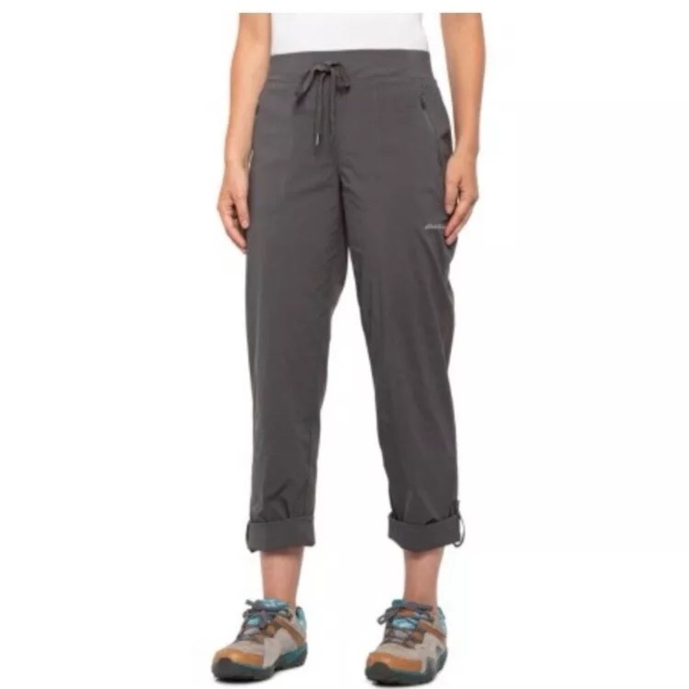 Eddie Bauer Woman’s Large Christine Snap Cuffed Pants Forged Iron Dark Grey